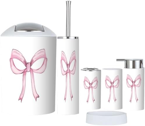 Cute Quote Bathroom Accessory Set with Trash Can