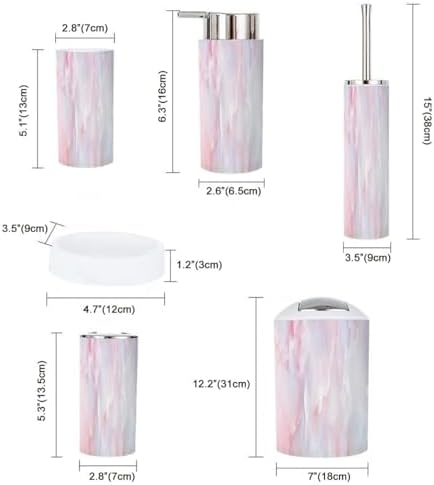 6 Piece Light Pink Bathroom Accessory Set