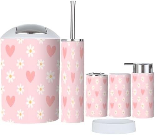 Boho Bathroom Accessory Set 6 Pieces Decorative