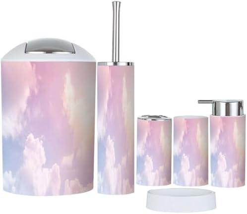 Boho Pastel Sky Bathroom Accessory Set 6 Piece