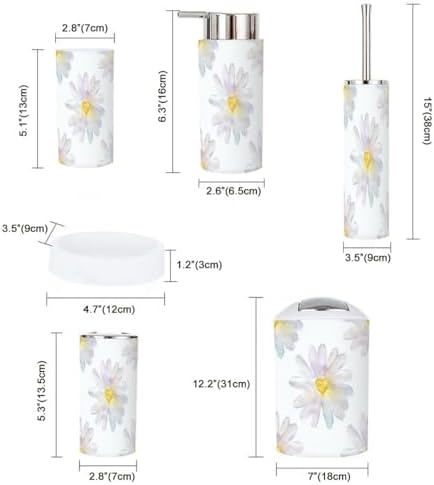 6 Piece Daisy Heart Bathroom Accessories Set