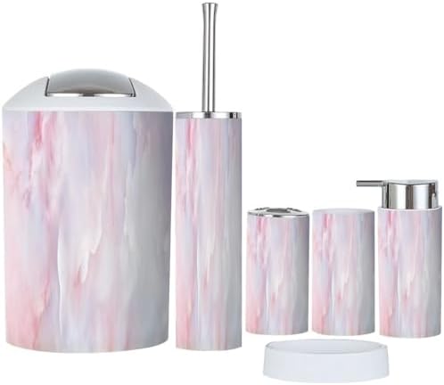 6 Piece Light Pink Bathroom Accessory Set