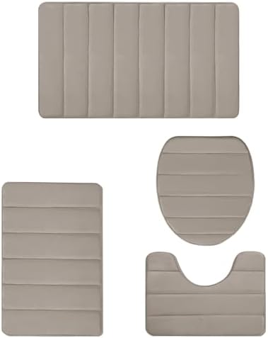 4PCS Bath Rug Memory Foam Mat Set Non-Slip