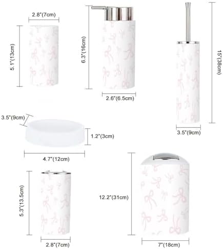 6 Piece Pink Bathroom Accessory Set