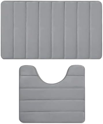 Soft Memory Foam Bath Mat Set 2PCS Non-Slip Water Absorbent