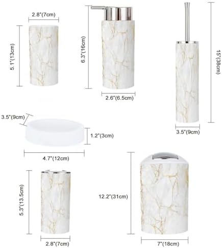 Boho Marble Bathroom Accessory Set 6 Piece