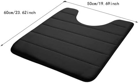 U-Shaped Memory Foam Toilet Bath Mat 24 X 20 Inches Black