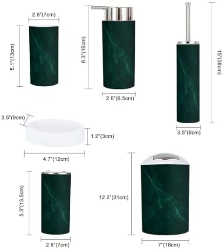 Boho Dark Green Marble Texture Bathroom Accessory Set 6 Pieces