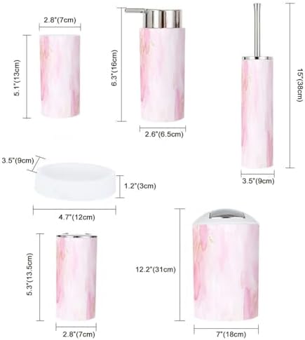 Boho Blush Pink Bathroom Accessories Set 6 Piece 1
