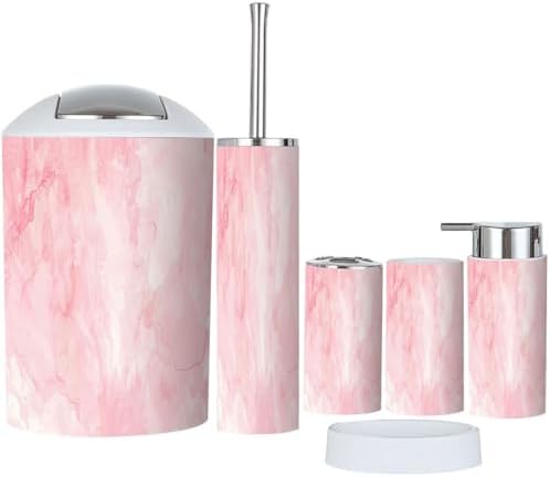 Boho Pink Bathroom Accessories Set 6 Piece