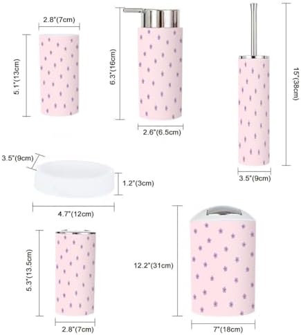 Boho Cute Tiny Flowers Bathroom Accessory Set 6 Piece