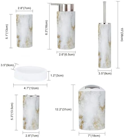 Boho Gold Marble Bathroom Accessory Set 6 Piece 1