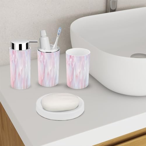 6 Piece Light Pink Bathroom Accessory Set