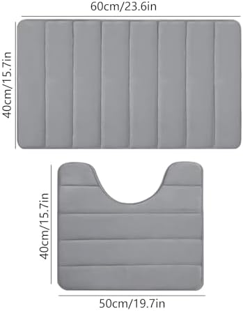 Soft Memory Foam Bath Mat Set 2PCS Non-Slip Water Absorbent