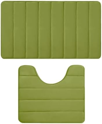 2 PCS Bath Mat Set - Soft Non-Slip Thick Machine Washable 1