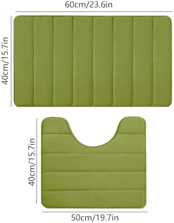 2 PCS Bath Mat Set - Soft Non-Slip Thick Machine Washable 1