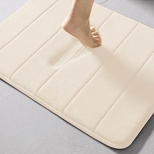 Memory Foam Non-Slip Bathroom Mat with Rubber Backing 16x24 Beige