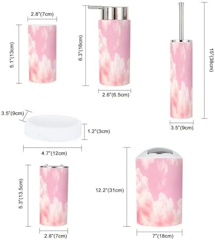 Boho Sky Cloud Pink Bath Accessories Set 6 Piece