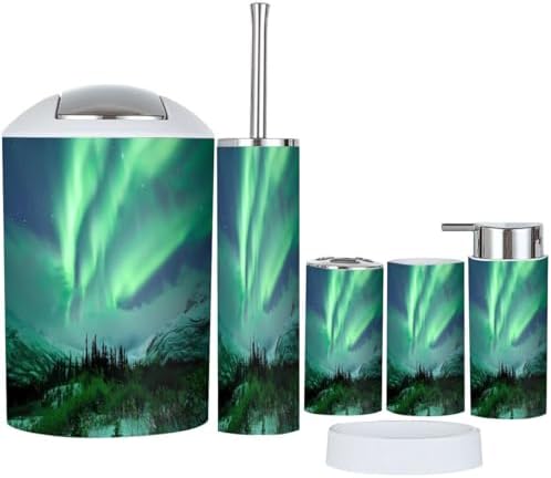 Boho Green Bathroom Accessory Set 6 Piece