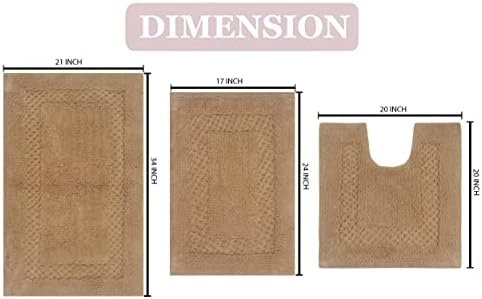 Home Weavers Classy Bathmat Set 3 Piece Non-Slip Linen