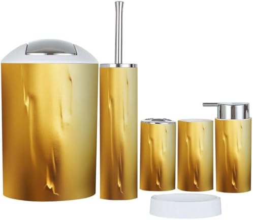 Boho Abstract Gold Bathroom Accessory Set 6-Piece