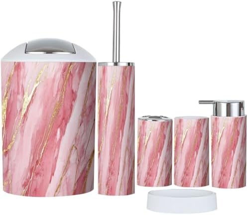Boho Rose Gold Bathroom Accessory Set of 6