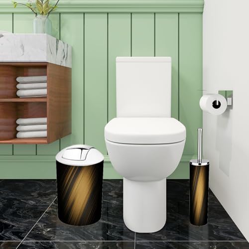 Boho Bathroom Accessory Set 6 Piece Black Gold Texture