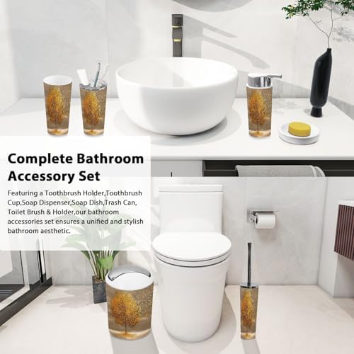 Boho Golden Lone Tree Bathroom Accessories Set 6 Piece