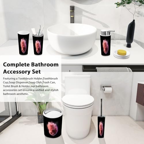 Boho Red Bathroom Accessory Set 6 Piece