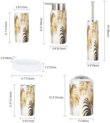 Boho Tropical Botanical Oil Art 6-Piece Bathroom Accessory Set