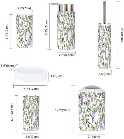6 Piece Bathroom Accessory Set Purple Wisteria