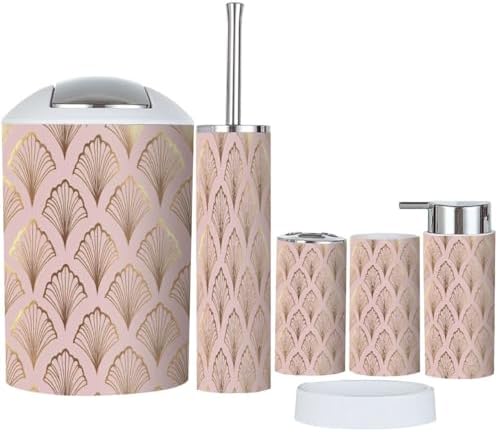 Boho Art Gold Decorative Bathroom 6 Piece Set