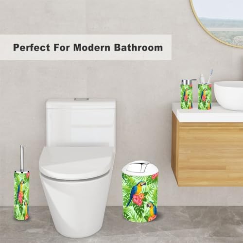 Tropical Floral Pattern Bathroom Accessories Set of 6