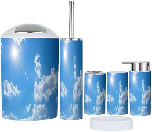 TRANQDEHOM 6-Piece Boho Blue Bathroom Accessory Set