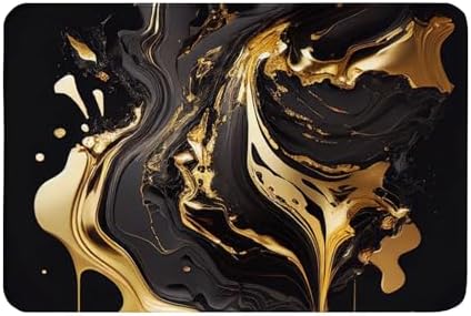 Cioroper 16x24inch Non-Slip Bath Mat Black and Gold Marble Design