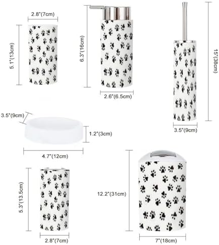 Cute Paw Bathroom Accessory Set 6 Piece