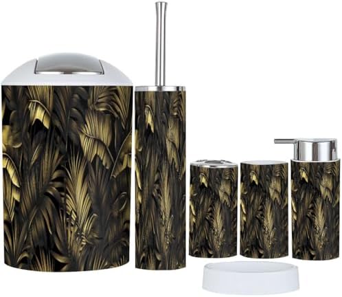 TRANQDEHOM 6-Piece Boho Tropical Bathroom Accessory Set