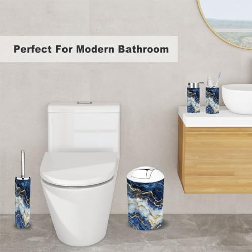 Modern 6-Piece Bathroom Accessory Set with Abstract Marble Design