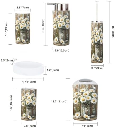 Yellow and White Daisies Bathroom Accessory Set 6 Piece