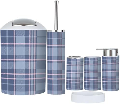 Boho Plaid Bathroom Accessories Set of 6