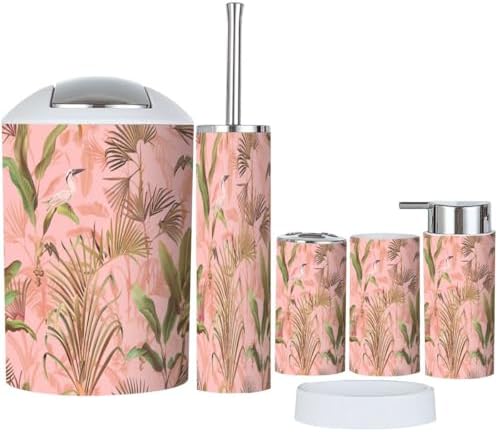 Boho Hawaiian Bathroom Accessory Set 6 Piece