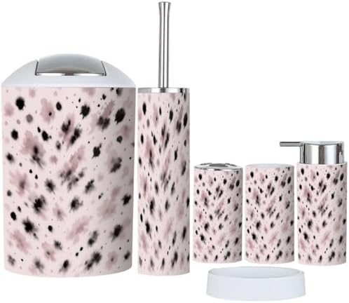 Boho Bathroom Accessory Set 6 Piece Natural Print