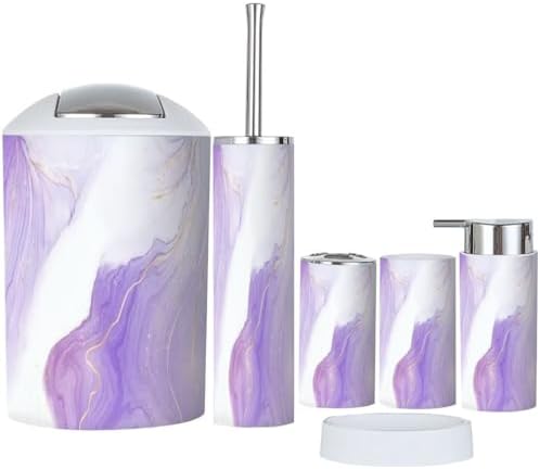 Bathroom Accessory Set 6 Piece Purple Lavender