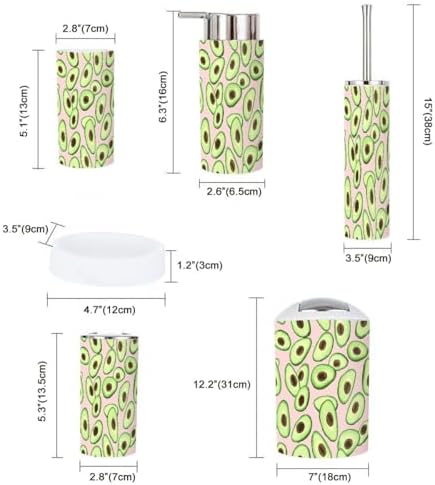 Boho Avocado Bathroom Accessories Set 6 Piece