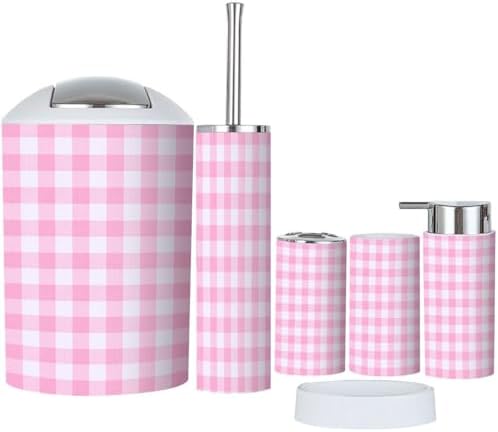 Boho Pink Bathroom Accessory Set 6 Piece