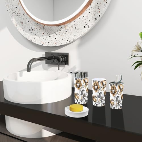 Boho Gold Rose Bathroom Accessory Set 6 Pieces