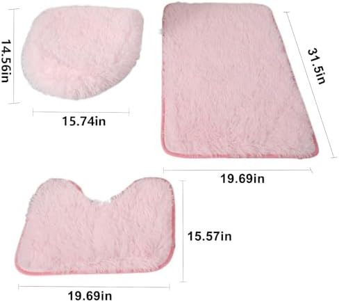 3-Piece Bathroom Rug Set - Super Soft Non-Slip Bath Mats