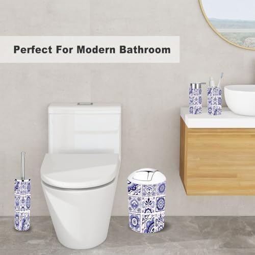 Navy Blue Talavera Tiles Bathroom Accessory Set 6 Piece