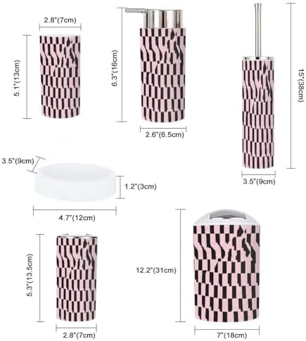 Boho Houndstooth Bathroom Accessories Set 6 Piece