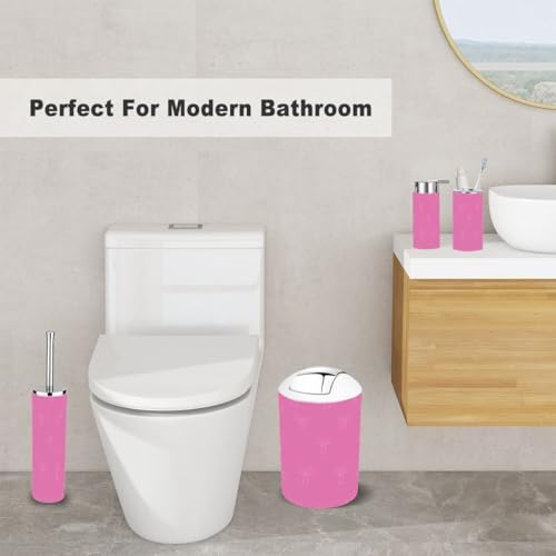 6 Piece Pink Bow Bathroom Accessories Set
